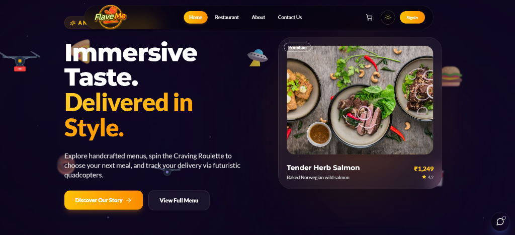 FlaveMe - Food Ordering Platform Hero